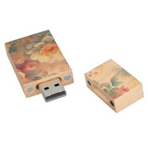 aesthetic watercolor wood flash drive