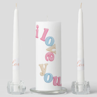 Aesthetic Wavy i love you Pastel Pillar Candle