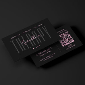 Aesthetic Wellness Spa Massage Therapist Pink Blac Business Card