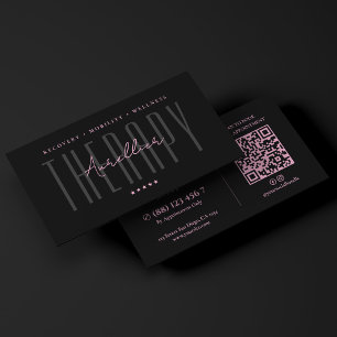 Aesthetic Wellness Spa Massage Therapist Pink Blac Business Card