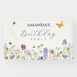 Aesthetic wild floral bloom bugs banner
