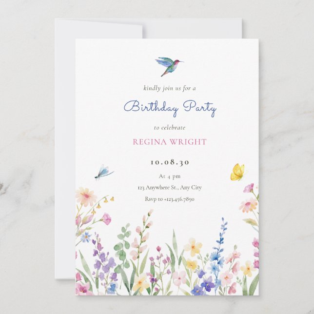 Aesthetic wild flowers  invitation (Front)