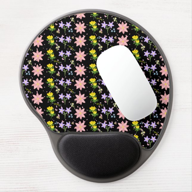 Aesthetic Wildflower Botanical Pattern Gel Mousepa Mouse Pad (Left Side)