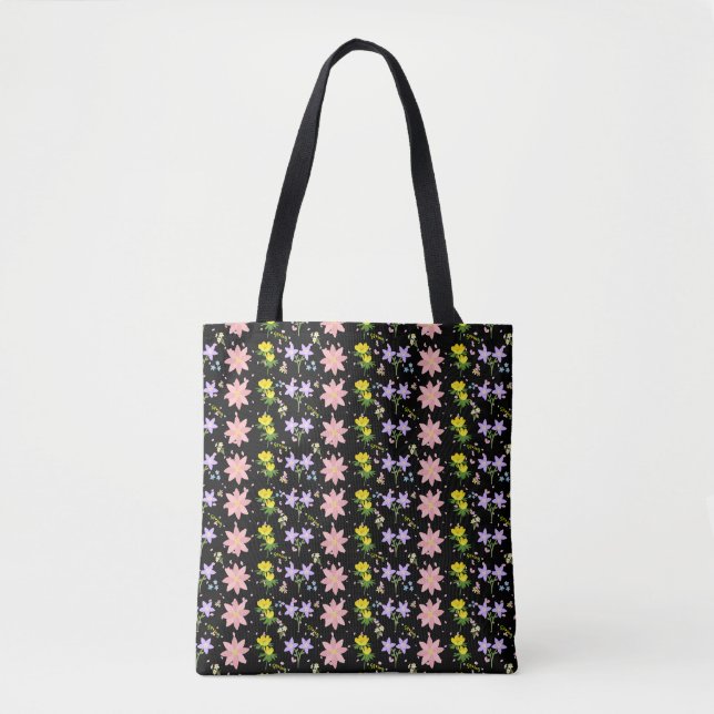 Aesthetic Wildflower Botanical Pattern Tote Bag  (Front)