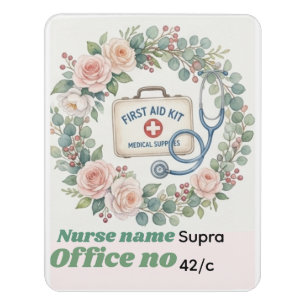 Aesthetic Wildflower & First Aid Kit Art Door Sign