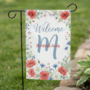Aesthetic Wildflower Patriotic Floral Welcome Garden Flag