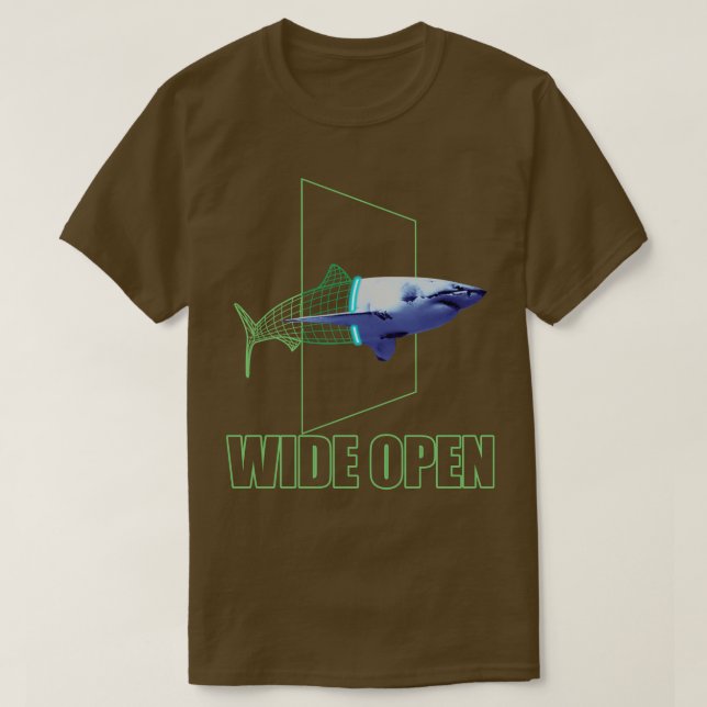Aesthetic Wireframe Great White Shark T-Shirt (Design Front)