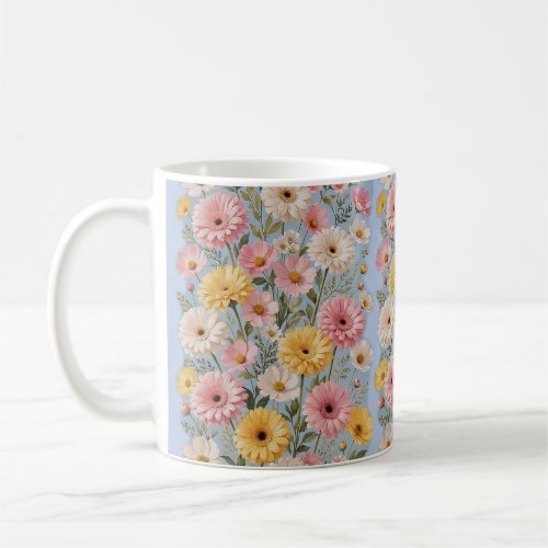 Aesthetic Yellow Pink Gerber Daisy Floral Mug