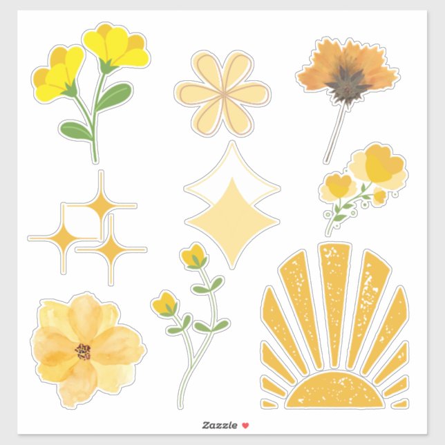 aesthetic yellow sunshine sticker (Sheet)