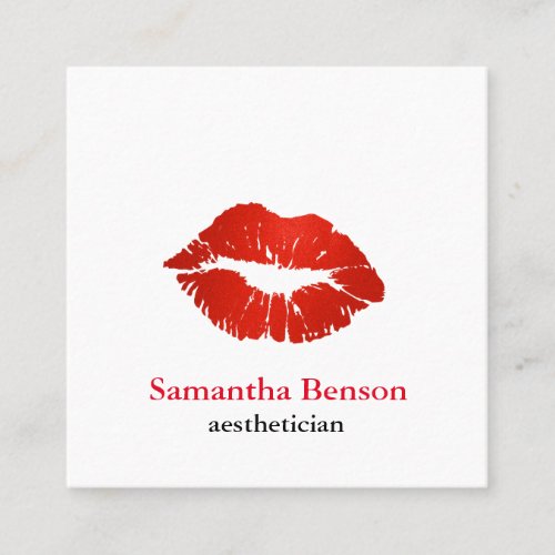 Aesthetician or Makeup Artist Red Lips Square Business Card