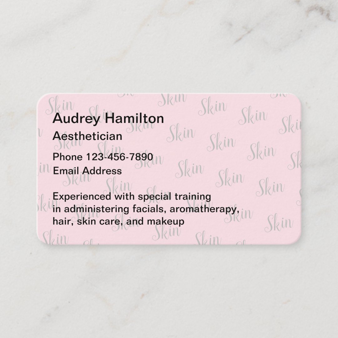 Aesthetician Skin Care Beauty Business Card Zazzle