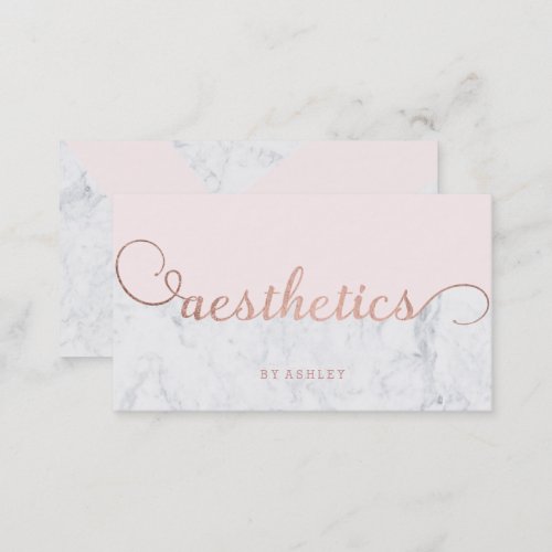 Aesthetics color block rose gold typography marble business card