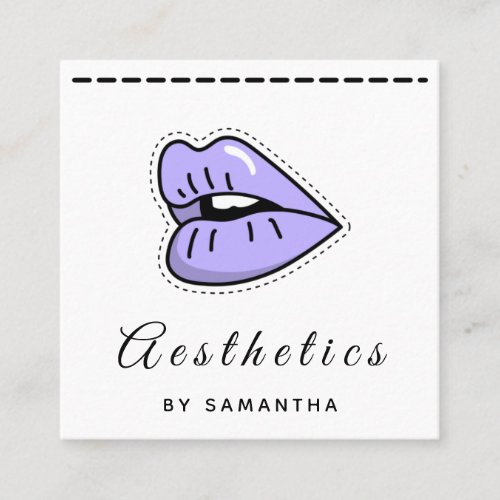 Aesthetics Hair  Makeup Purple Lip Pop Art Modern Square Business Card