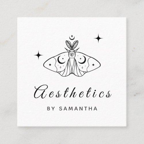 Aesthetics Line Art Butterfly  Sparkles Third Eye Square Business Card