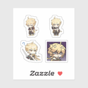 Aether Genshin Impact 4 Pack Sticker Sheet Extra