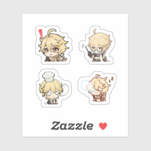 Aether Genshin Impact 4 Pack Sticker Sheet Extra P