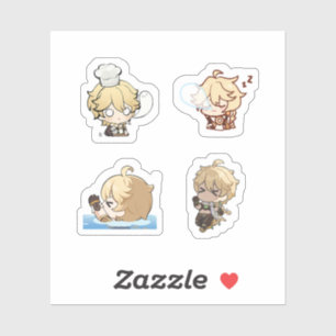 Aether Genshin Impact 4 Pack Sticker Sheet Extra P