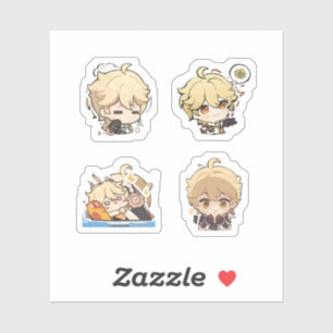 Aether Genshin Impact 4 Pack Sticker Sheet Extra P