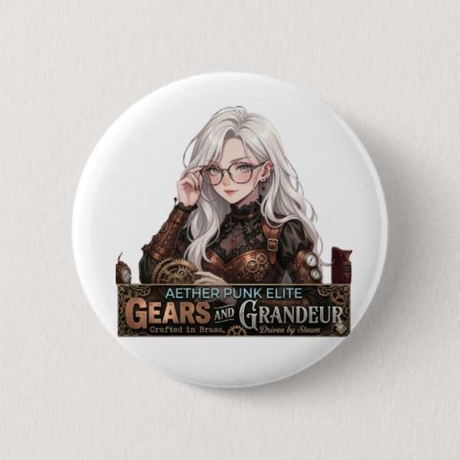 Aether Punk Elite Steampunk Anime Girl Gears and G Button (Front)