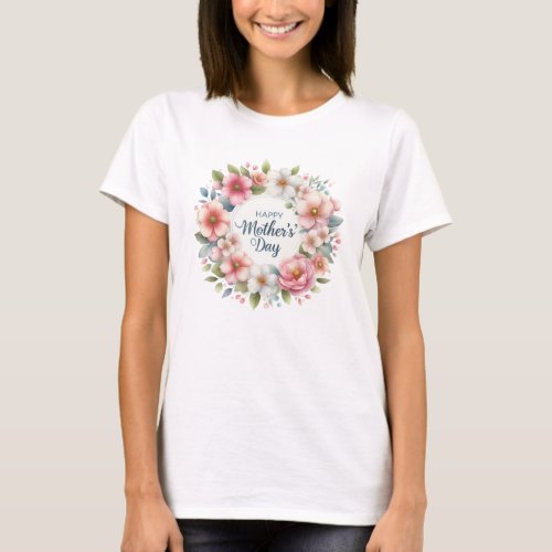 Aethereal blush spring flowers wreath Mothers Day T_Shirt