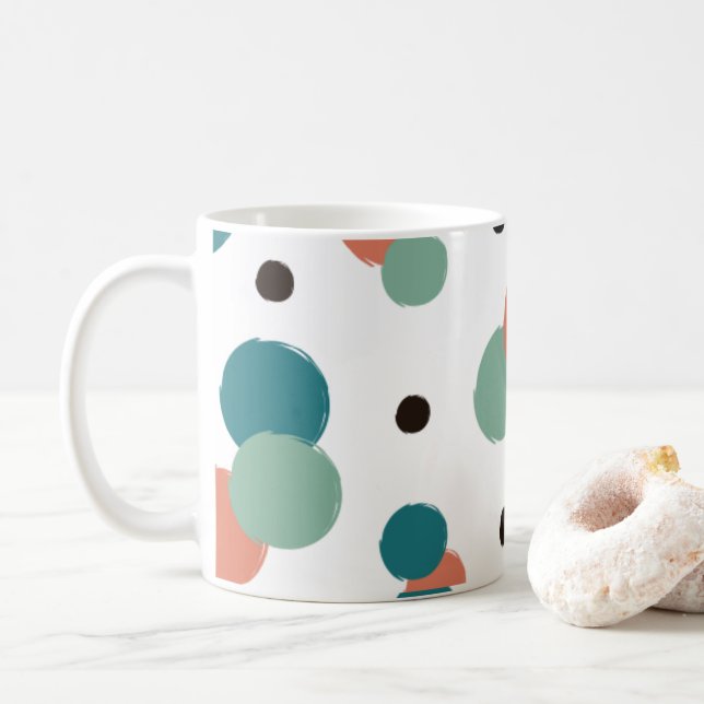 Aethetic Colorful Dots Coffee Mug (With Donut)