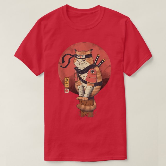 AETICON Japanese Style Samurai Cat  (2) T-Shirt (Design Front)