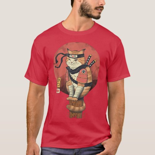 AETICON Japanese Style Samurai Cat  T_Shirt
