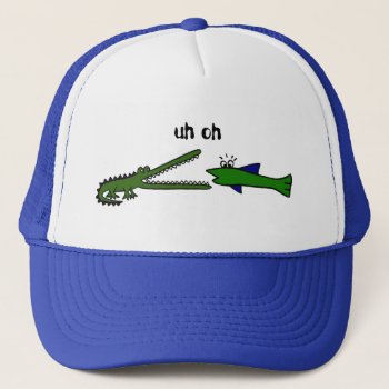 Af- Funny Fish And Gator Hat by inspirationrocks at Zazzle