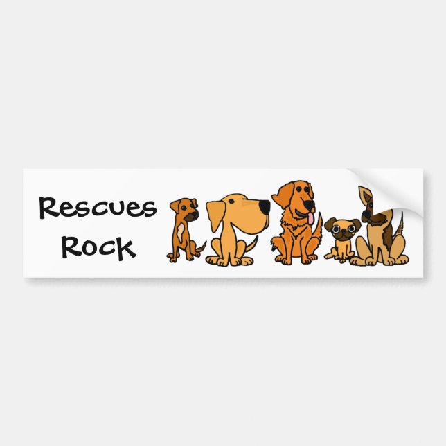 AF- Funny Rescue Dogs Group Cartoon Bumper Sticker (Front)