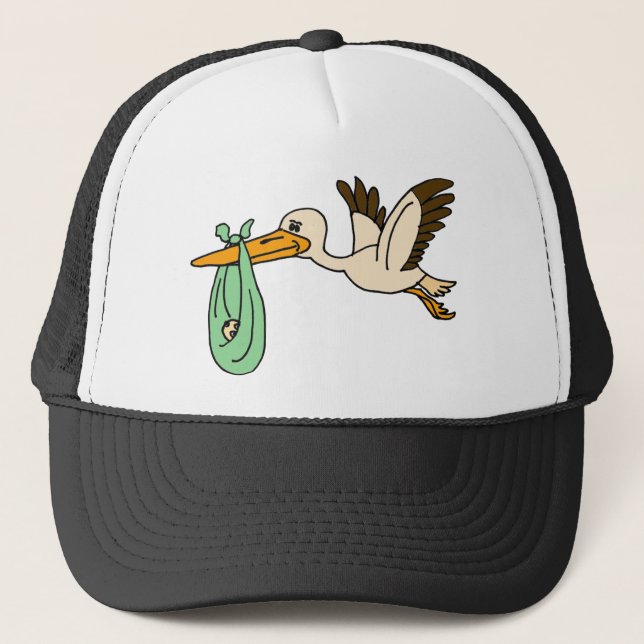 AF- Funny Stork Carrying Baby Hat (Front)