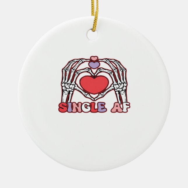 Af Skeleton Hands Valentines Day Classic Look Ceramic Ornament (Front)