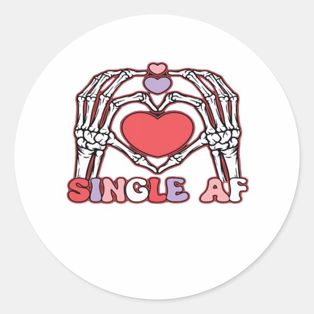 Af Skeleton Hands Valentines Day Classic Look Round Sticker (Front)