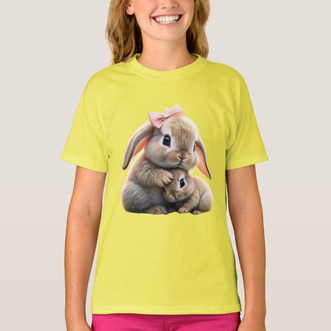 Affectionate Rabbit and Baby Kids' T-Shirt (Front)