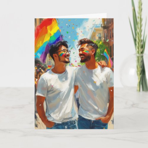 Affectionate Rainbow Couple Card