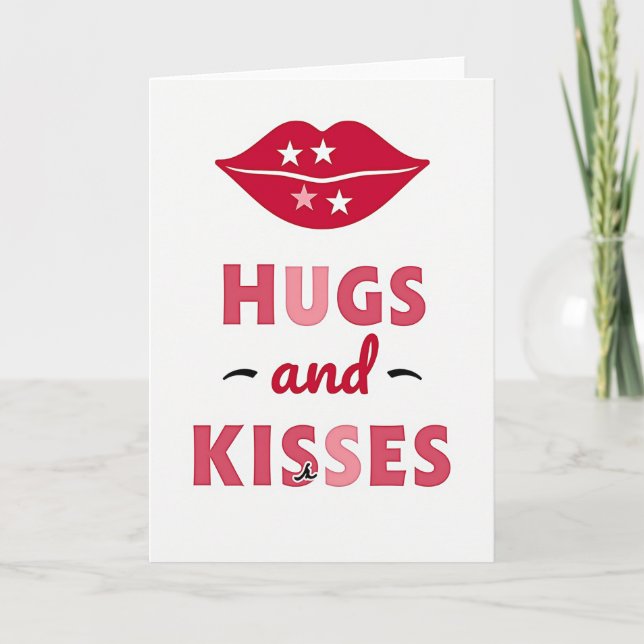 Affectionate Red Kisses Card (Front)