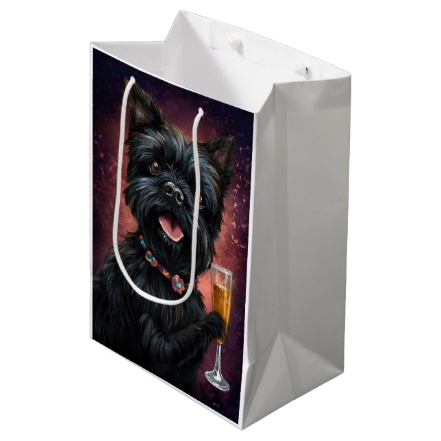 Affenpincher New Year Medium Gift Bag (Front Angled)