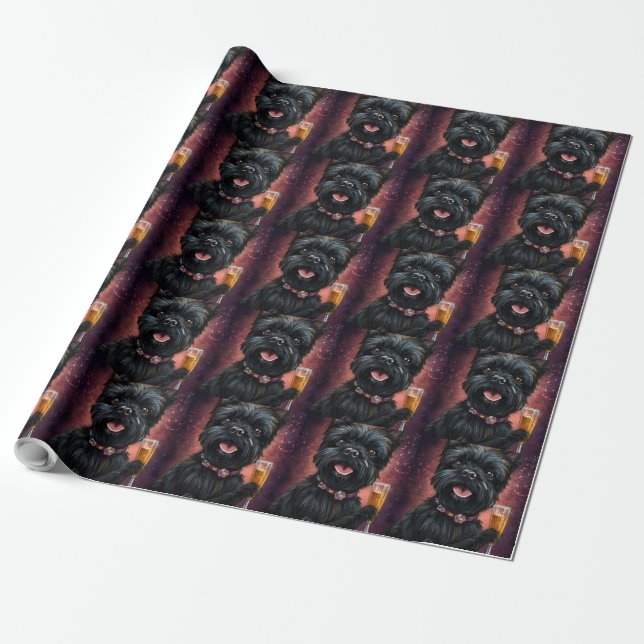 Affenpincher New Year Wrapping Paper (Unrolled)