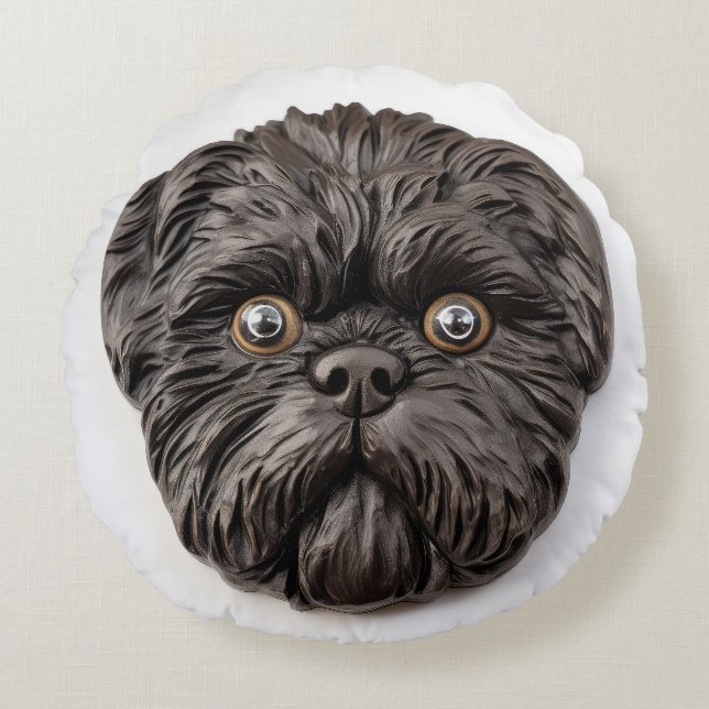 Affenpinscher 3D Inspired Round Pillow (Front)