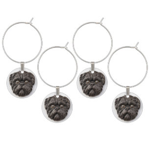 Affenpinscher 3D Inspired Round Wine Charm