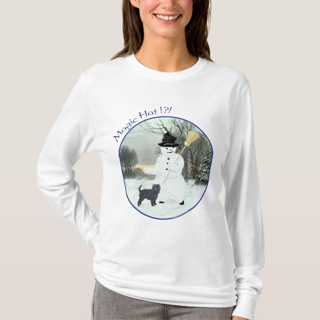 Affenpinscher and Snowman T-Shirt (Front)