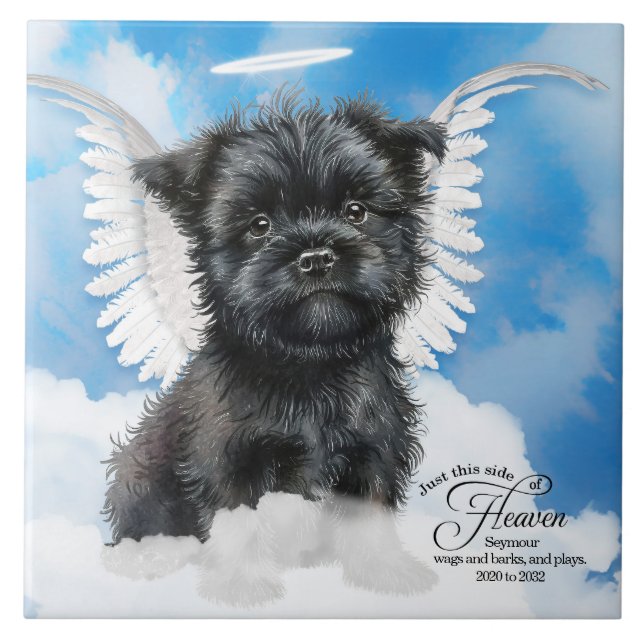 Affenpinscher Angel Dog Personalized Pet Memorial Ceramic Tile (Front)