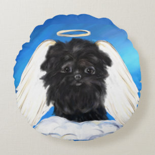 Affenpinscher Angel Round Pillow