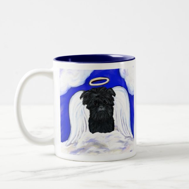 Affenpinscher Angel Two-Tone Coffee Mug (Left)