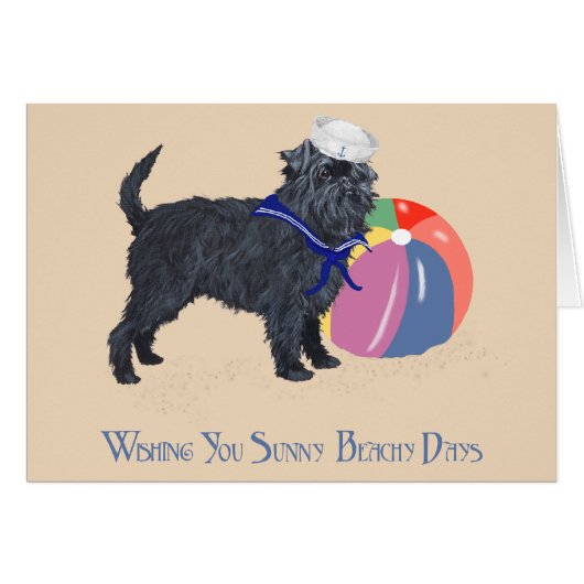 Affenpinscher at the Beach Cards (Front Horizontal)