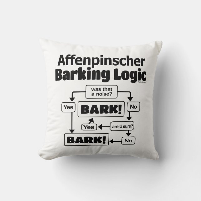 Affenpinscher Barking Logic Throw Pillow (Front)