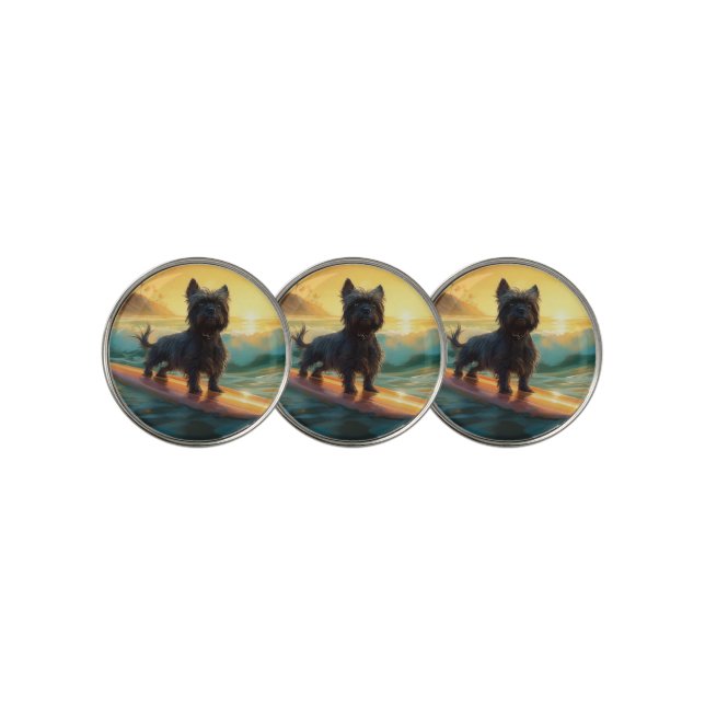 Affenpinscher Beach Surfing Painting Golf Ball Marker (3 Up)
