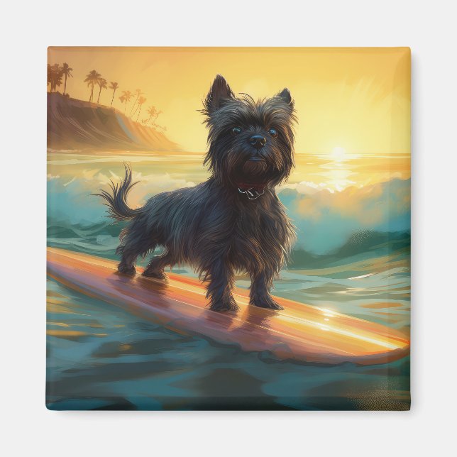Affenpinscher Beach Surfing Painting Magnet (Front)