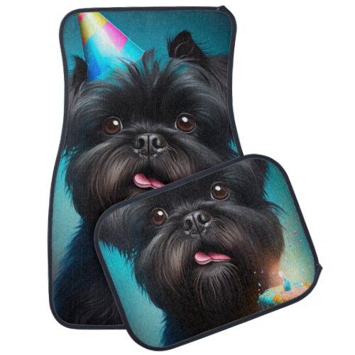 Affenpinscher celebrating Birthday Balloons cake Car Floor Mat