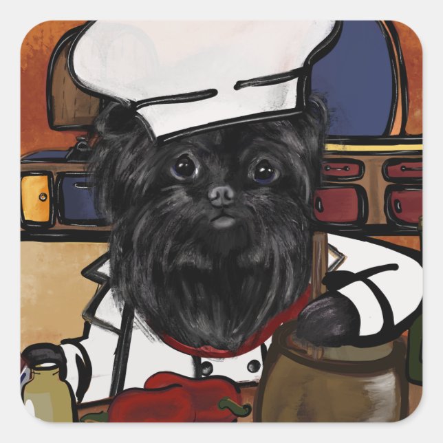 Affenpinscher Chef      Square Sticker (Front)