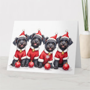 Affenpinscher Christmas Dress Santa Hat Card